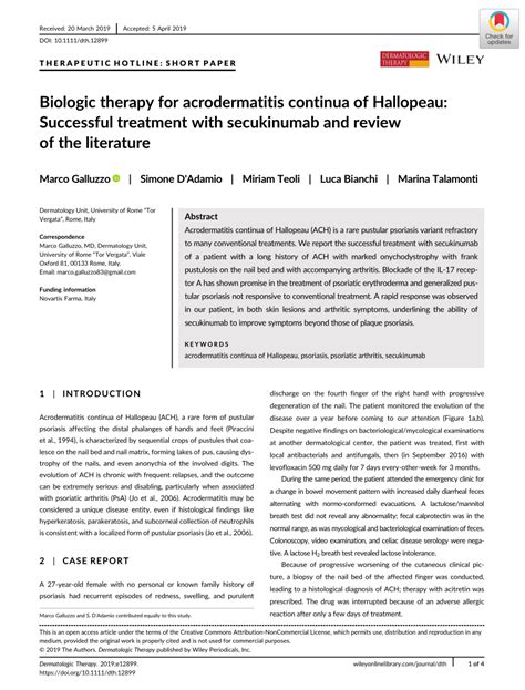 Pdf Biologic Therapy For Acrodermatitis Continua Of Hallopeau