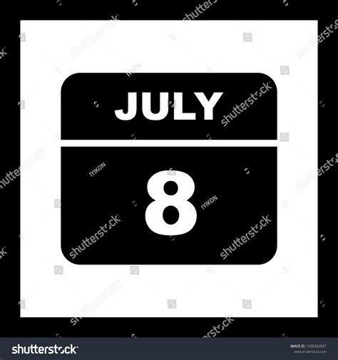 July 8th Date On A Single Day Calendar Royalty Free Stock Vector