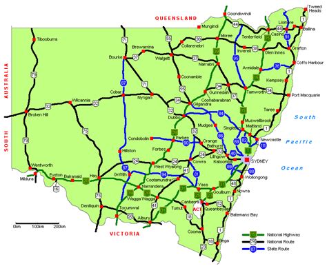 Printable Road Map Of Nsw With Distances Map Of Mexico