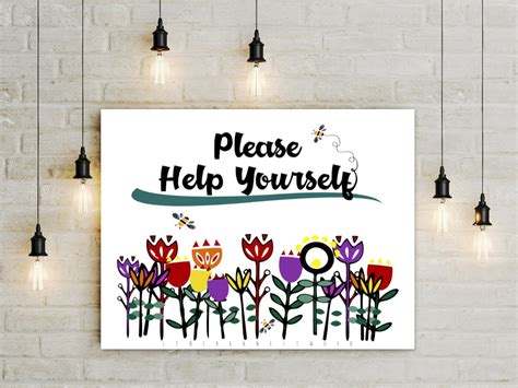 Please Help Yourself Printable Sign With Flowers And Bees Food Etsy
