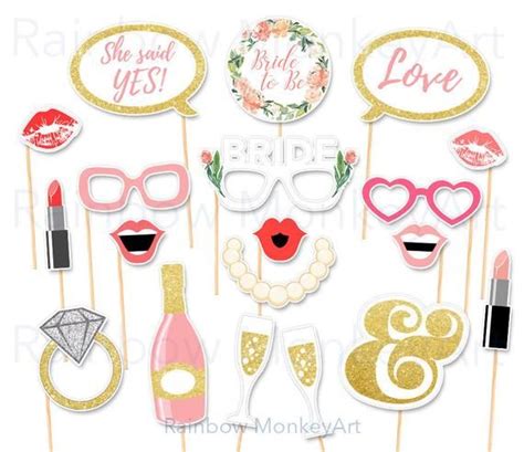 Bridal Shower Party Printable Photo Booth Props Hen Party Photobooth