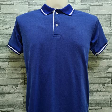 Royal Blue Polo Shirt With White Stripe Collar Shopee Philippines