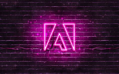 Download Wallpapers Adobe Purple Logo 4k Purple Brickwall Adobe Logo