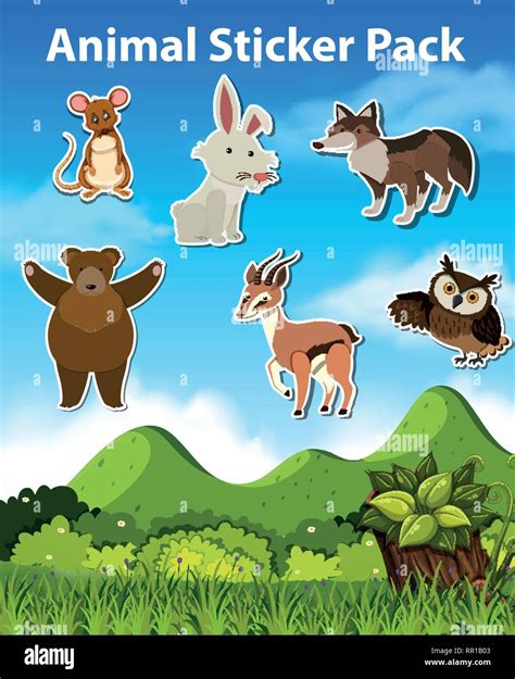 Set Of Animal Sticker Illustration Stock Vector Image And Art Alamy