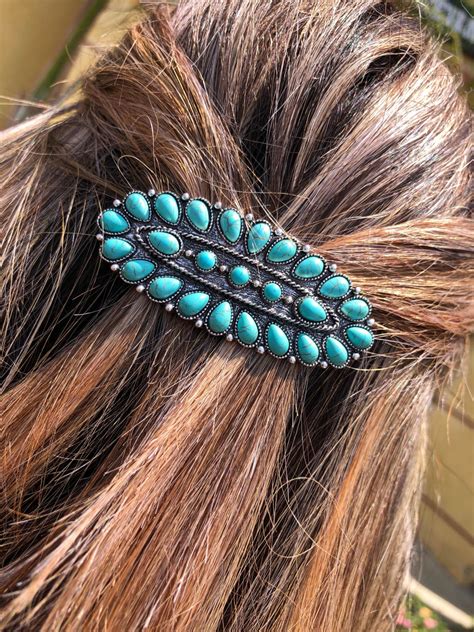 Bridal puff juda western hairstyles for short hair. Western Style Hair Clip ( 01 / Turquoise ) | Ale Accessories