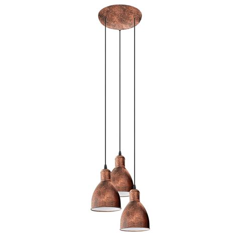 Retro style hammered copper metal effect dome ceiling pendant light shade for sale online | ebay. Eglo Lighting Priddy 1 3 Light Cluster Ceiling Pendant ...