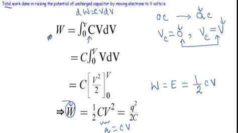 Energy Stored In A Capacitor Equation Derivation