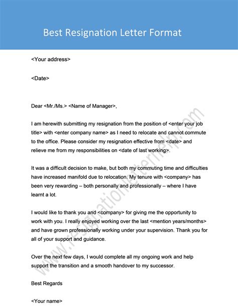 Best Resignation Letter Format