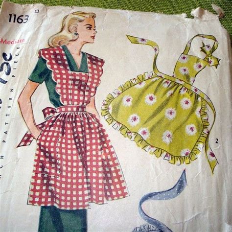 1940s vintage sewing pattern pinafore apron ruffle trim etsy vintage sewing patterns aprons