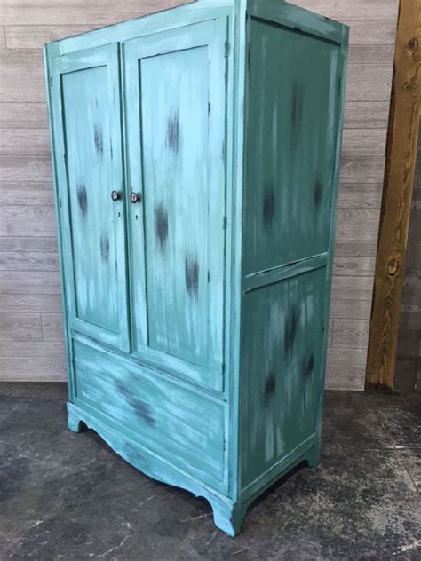 They painted our kitchen and bathroom cabinets and did an excellent job! Farmhouse cabinet/ wardrobe / closet/ pantry turquoise ...