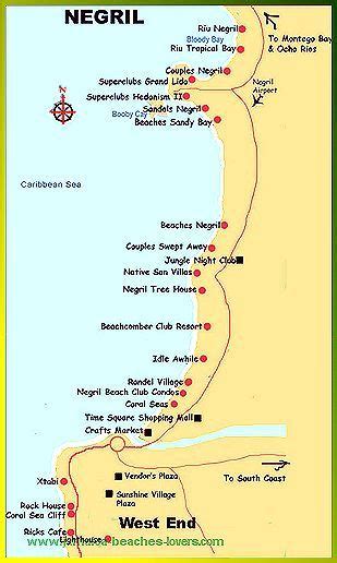 Seven Mile Beach Negril Jamaica Resort Map