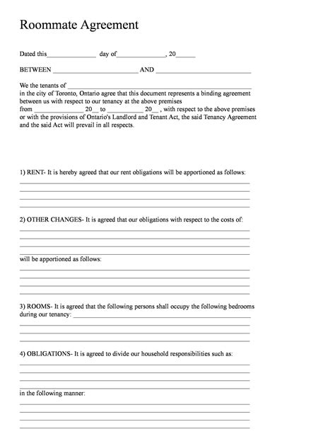 40 Free Roommate Agreement Templates And Forms Word Pdf