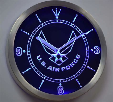 Nc Tm175 Us Air Force Neon Light Signs Led Wall Clock In Wall Clocks