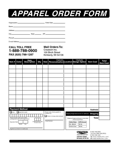 Clothing Order Form Templates Web Our Apparel Order Form Templates Let