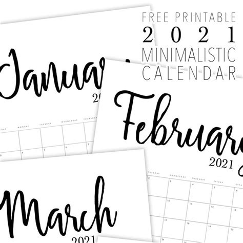 Free Printable 2021 Minimalist Calendar The Cottage Market Free