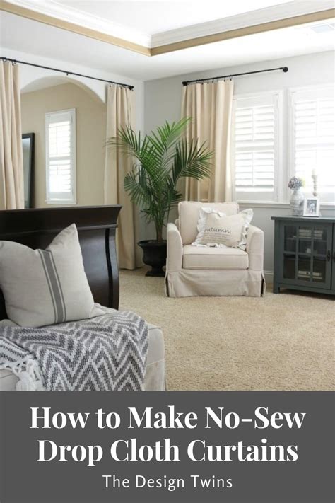 How To Make No Sew Drop Cloth Curtains Diy Project