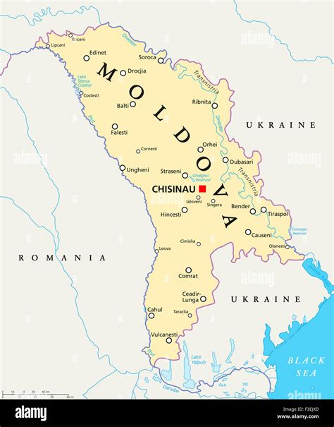 La Moldavia Mappa Politico Con Capitale Chisinau E Frontiere Nazionali
