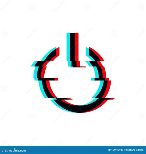 Vector Symbol Of Button Power In Glitch Style Geometric Glitched Start