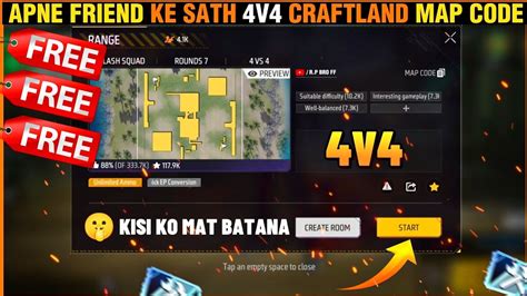 4v4 Craftland Map Code L How To Play 4v4 Without Room Card Free Fire L