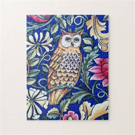 Beading patterns and kits by dragon! William Morris Owl Tapestry, Beige and Cobalt Blue Jigsaw ...
