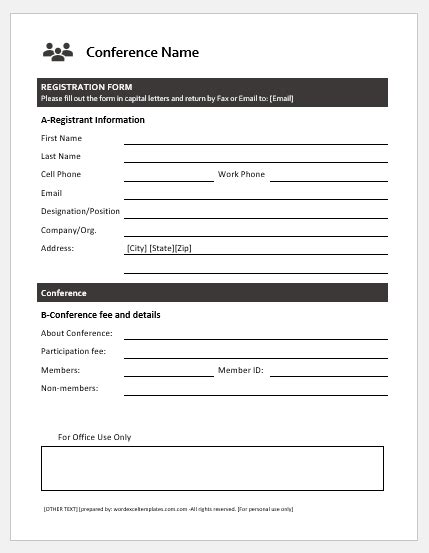 Conference Registration Form Template For Ms Word Word And Excel Templates