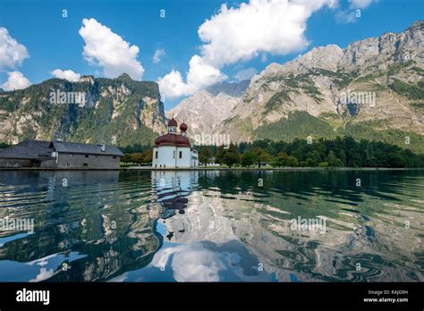 Water Reflection Lake Königssee With Watzmann Massif And Pilgrimage