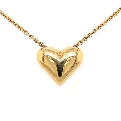 Tiffany And Co Puffed Heart Necklace 18k Yellow Gold Etsy