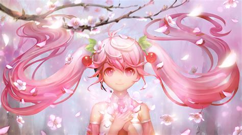 Download Sakura Miku Anime Vocaloid Hd Wallpaper By Orry