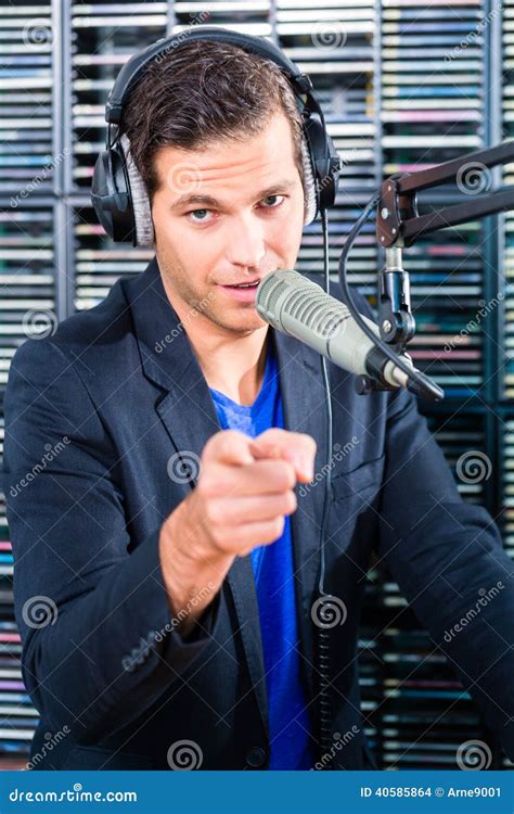 Male Radio Presenter In Radio Station On Air Stock Photo Image Of