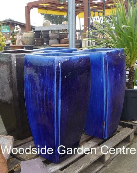 Tall Milan Blue Glazed Pot Planters Woodside Garden Centre Pots To