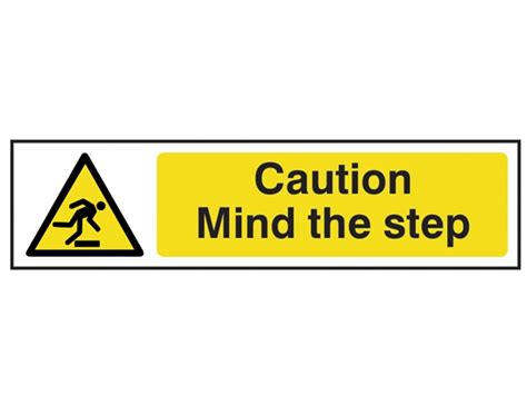 Scan Sca5109 Caution Mind The Step Sign Pvc 200 X 50mm