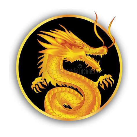 Yellow Dragon In The Circle Chinese New Year Golden Element Chinese