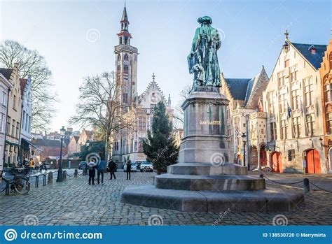 Brugge West Flanders Belgium December 2018 Jan Van Eyck Square And