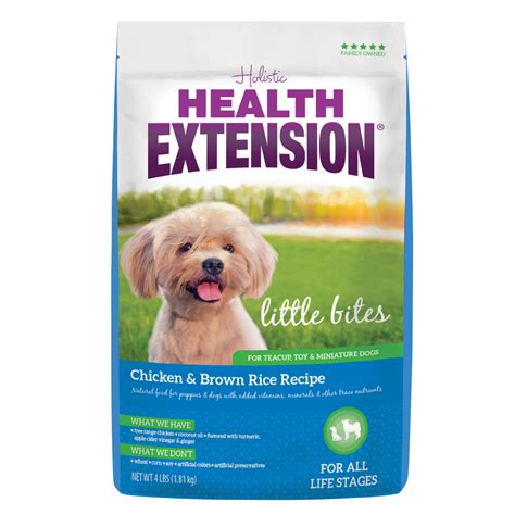 Health extension dog food meets aafco nutrient profile requirements, which ensures adequate nutritional value for canines. Health Extension Little Bites Chicken and Brown Rice Dry ...