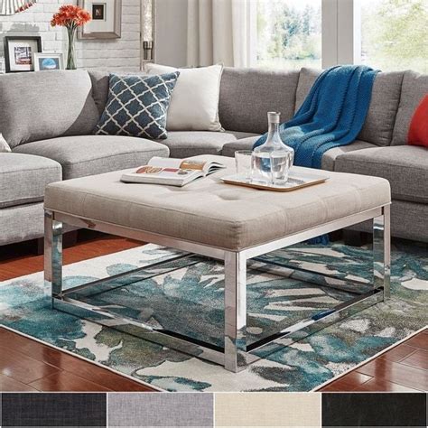 Modern style is easy with the skyler white marble/metal sqaure cocktail table by steve silver. Solene Square Base Ottoman Coffee Table - Chrome by ...