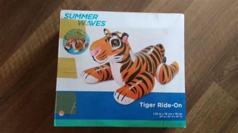 Summer Waves Bou E Tigre Chevaucher Inflatable Tiger Ride On Pooltoy Float Picclick