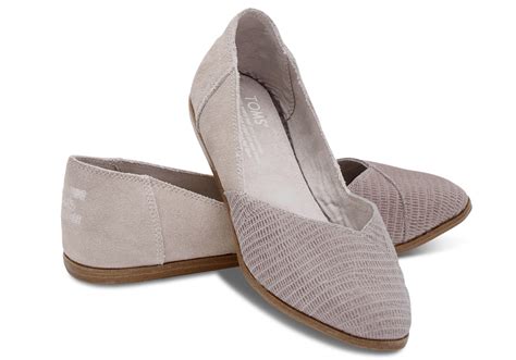 Lyst Toms Grey Suede Emboss Womens Jutti Flats In Gray