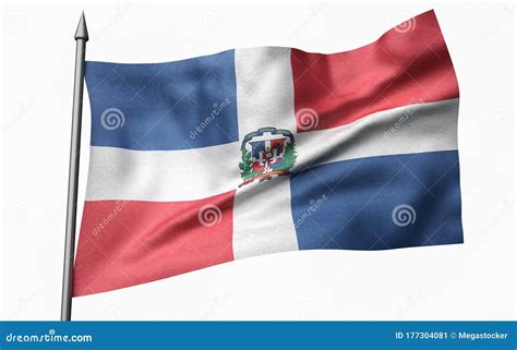 3d Illustration Of Flagpole With Dominican Republic Flag Stock Illustration Illustration Of