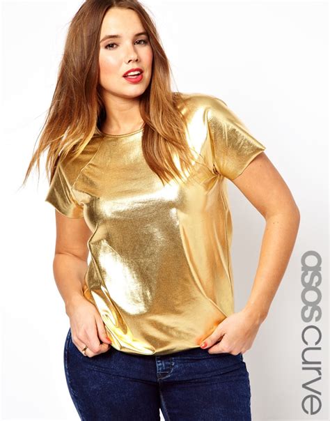 Asos T Shirt In Gold Foil In Metallic Lyst