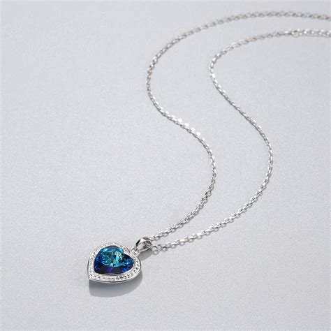 Blue Crystal Heart Pendant Necklace For Women 18″2″ Product Testing