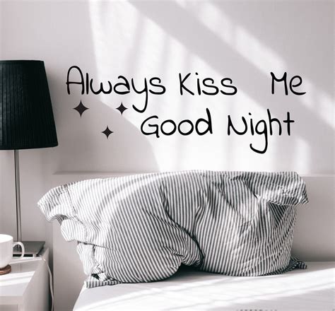 Wall Decal Bedroom Quote Kiss Me Goodnight Vinyl Decor Black 225 In X — Wallstickers4you