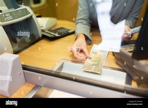 Clerk Counting Cash Money At Bank Office Stock Photo Alamy