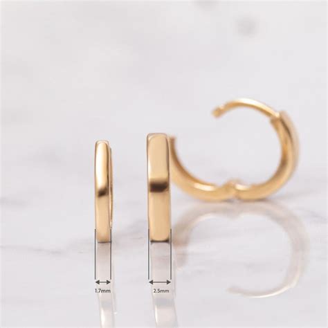 K K Solid Gold Hoop Earring Tiny Round Huggie Gold Etsy