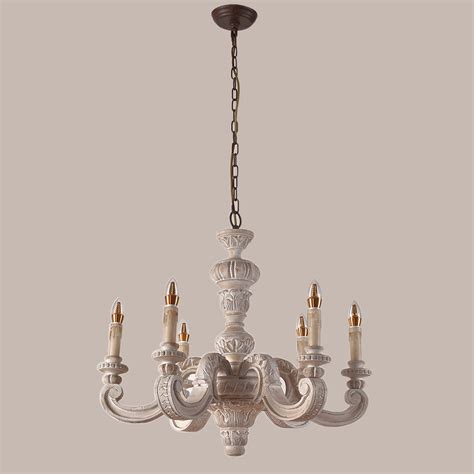 Find many great new & used options and get the best deals for pair of vintage style distressed white cream 3 save on ceiling lights & chandeliers. Distressed White Wood 6 Arms Light Rustic Candle ...