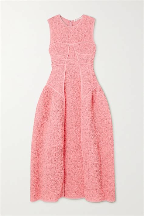 Buy Cecilie Bahnsen Lia Paneled Stretch Cotton Blend Matelassé Midi Dress Pink At 60 Off