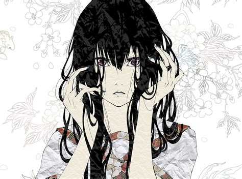 Wallpaper Face Drawing Illustration Flowers Anime