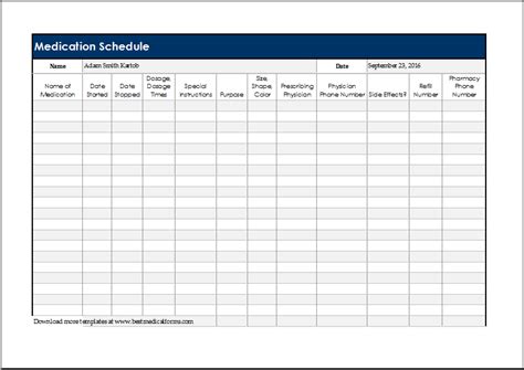 Printable Daily Medication Schedule Template Customize And Print