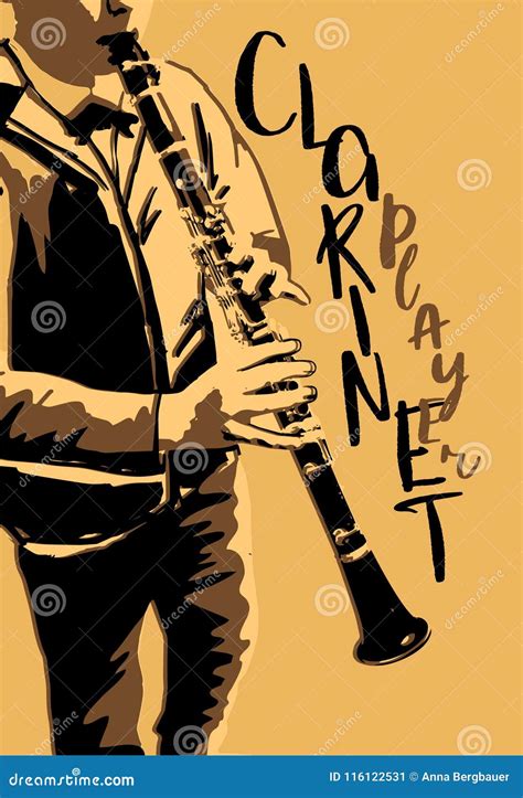 The Boy Playing Clarinet Poster Stock Vector Illustration Of Artistic