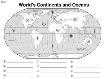 (you may use abbreviations.) bonus: World Map - World's Continents & Oceans Mapping Activity ...