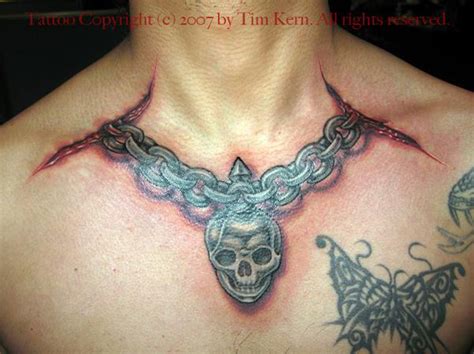 neck chain tattoo by tim kern tattoonow